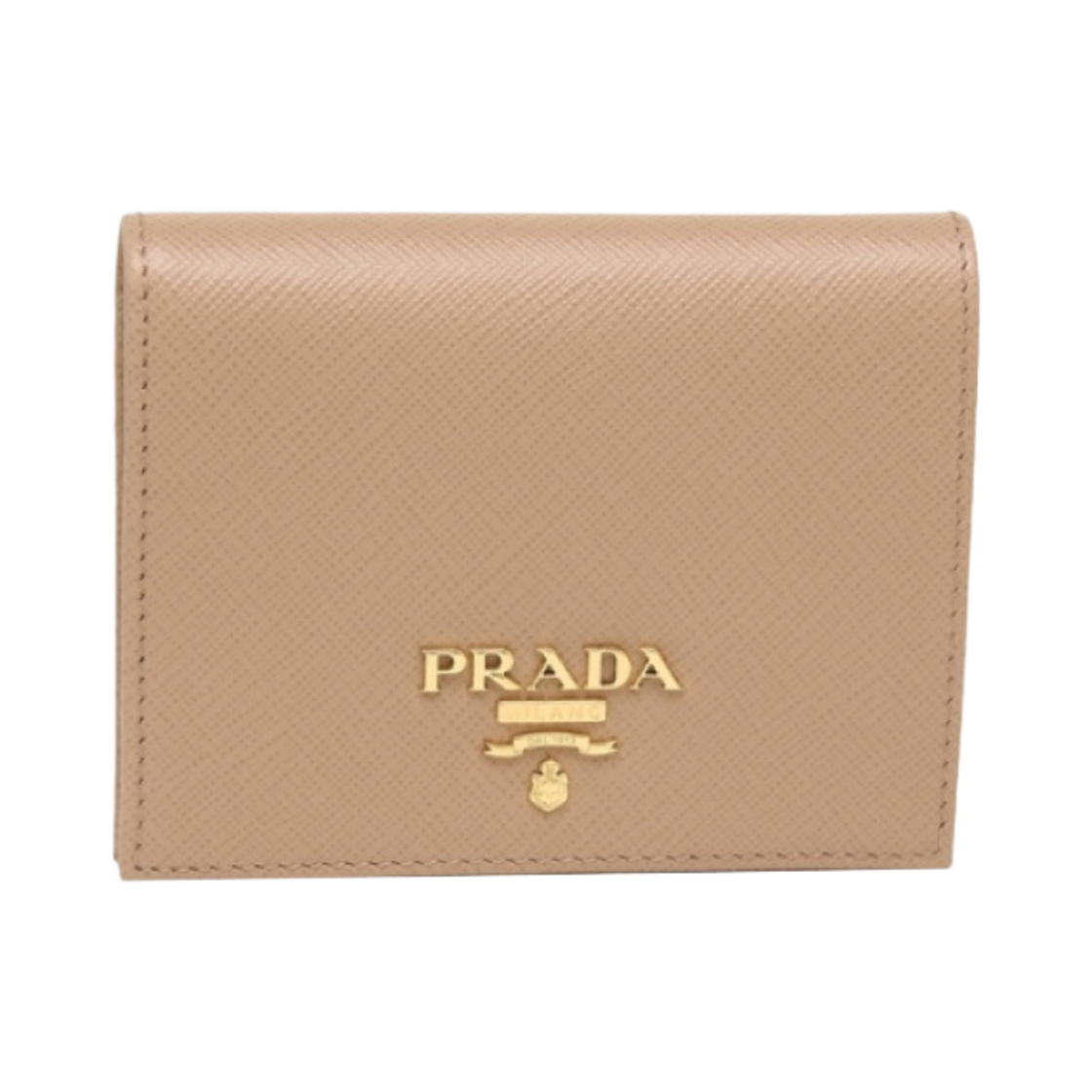 1MV204-QWA-F0236 Prada Small Saffiano Leather Metal Logo Wallet Powder Pink