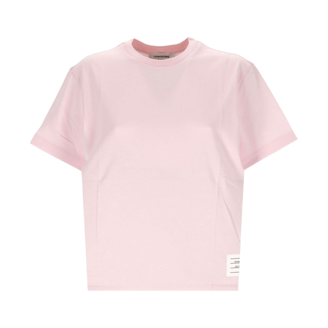 (W) 톰브라운 라이트웨이트 저지 릴렉스 핏 로고 패치 숏슬리브 티셔츠 라이트 핑크((W) Thom Browne Lightweight Jersey Relaxed Fit Logo Patch Short Sleeve T-Shirt Light Pink) - 1
