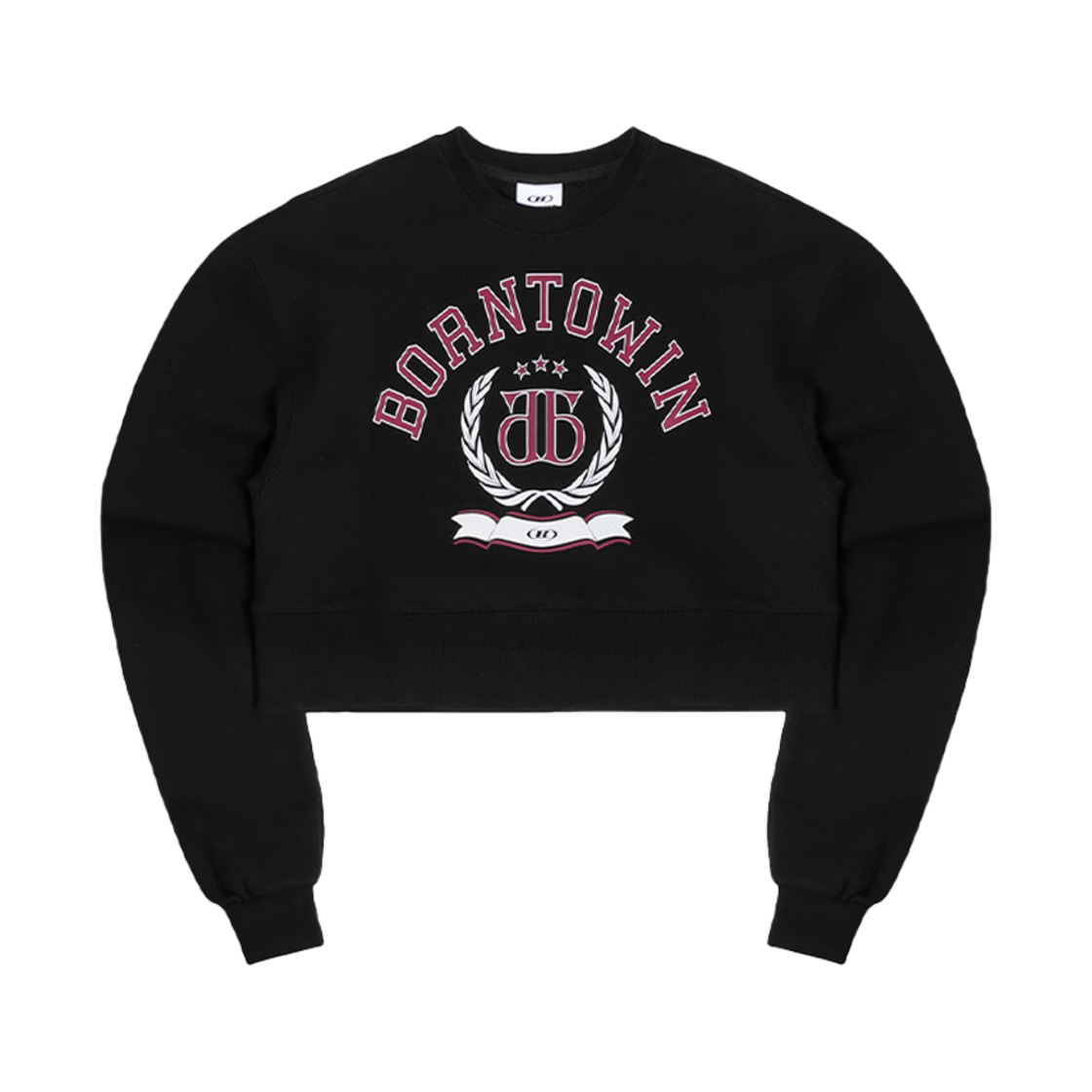 본투윈 더블 B 엠블럼 크롭 스웨트셔츠 블랙