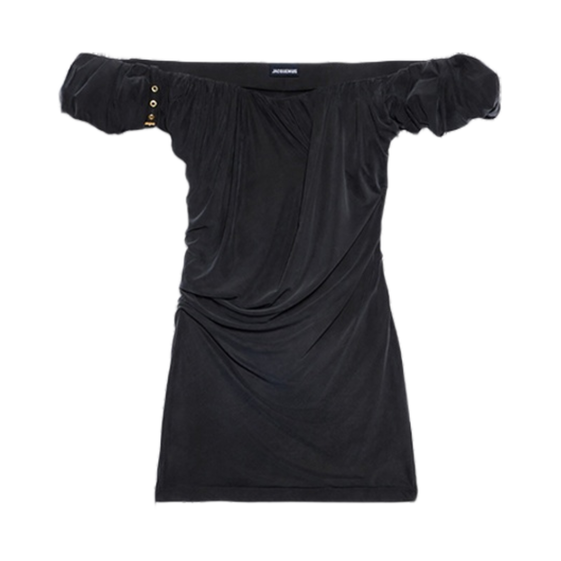 (W) 자크뮈스 라 로브 시세리 어시메트릭 드레이프 미니 드레스 블랙((W) Jacquemus La Robe Ciceri Asymmetric Draped Mini Dress Black) - 1