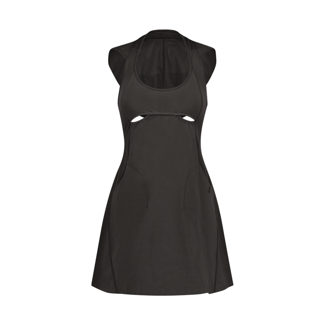 25SS-OP01-CC OJOS Halter Hoodie Apron Dress Charcoal