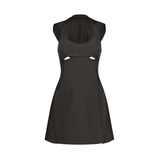 [OJOS] Halter Hoodie Apron Dress /追跡付 Halter Hoodie Apron Dress / Charcoal - ojos | 60% - Asian