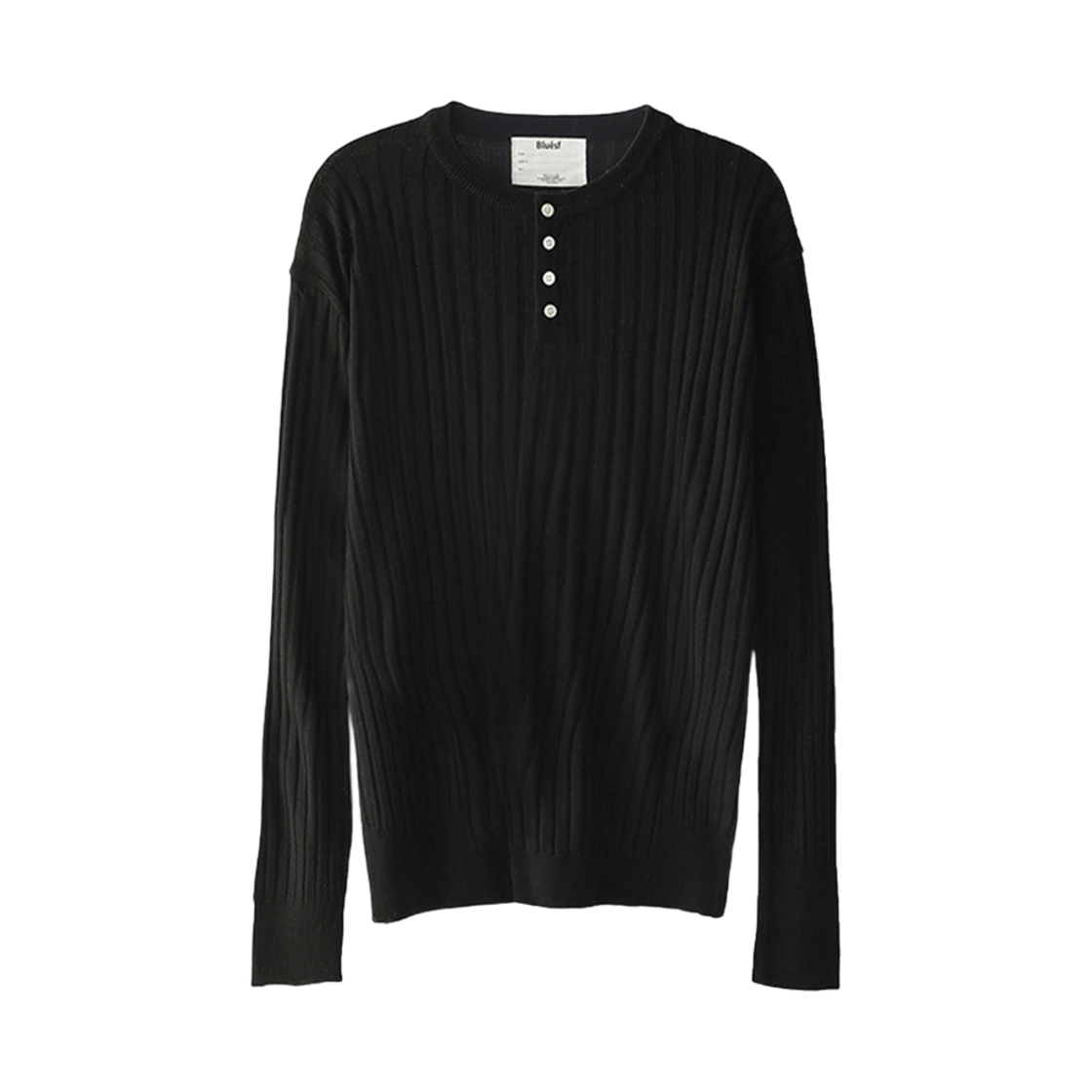 Bluesf78_B Blue Sunflower Merino Wool Henry Neck Knitwear Black