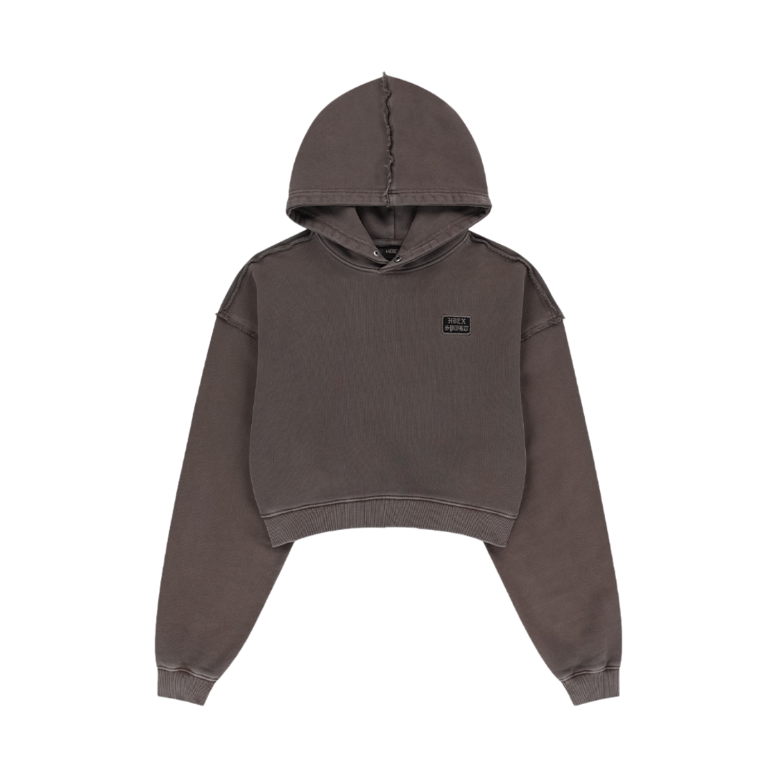 에이치덱스 우먼스 빅후드 데미지 피그먼트 크롭 후디 피그먼트 브라운(HDEX Womens Big Hood Damage Pigment Crop Hoodie Pigment Brown)