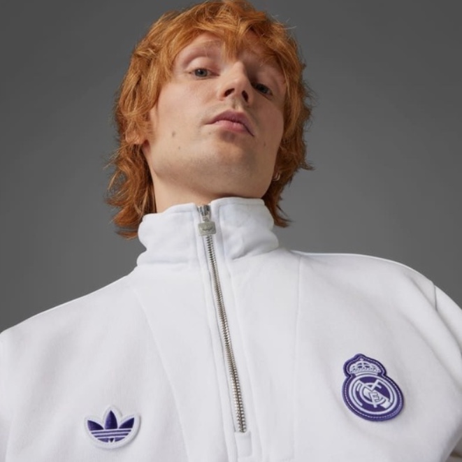 Adidas Originals Real Madrid Terrace Icons Half Zip Top White - KR Sizing 착용 스타일 - 2
