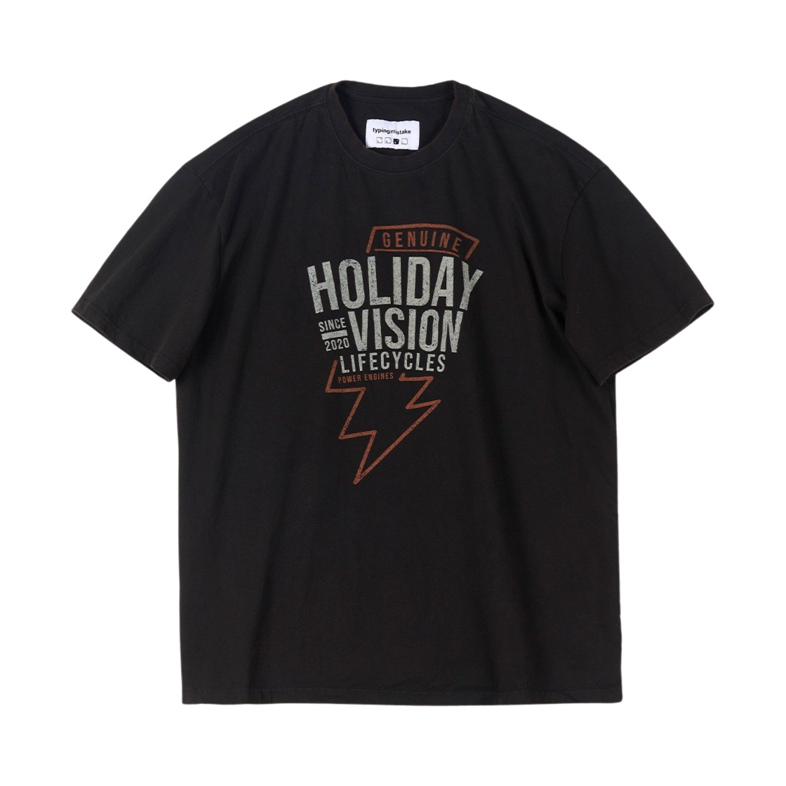 2401TMTS003UBK Typing Mistake Holiday-Vision Parody Graphic T-Shirt V.3 Black