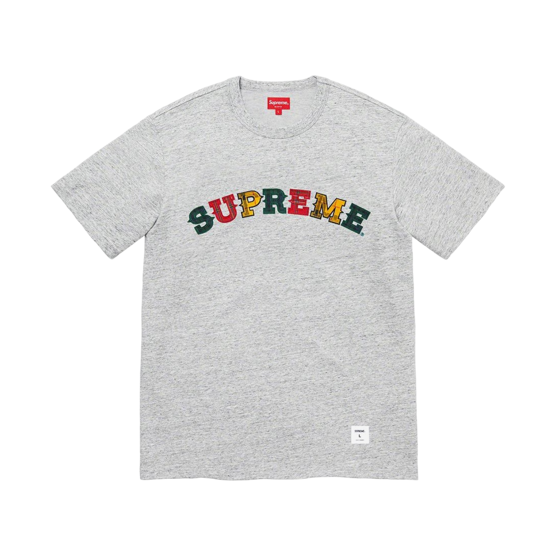 슈프림 플래드 아플리케 숏슬리브 탑 헤더 그레이 - 20FW(Supreme Plaid Applique S/S Top Heather Grey - 20FW) - 1