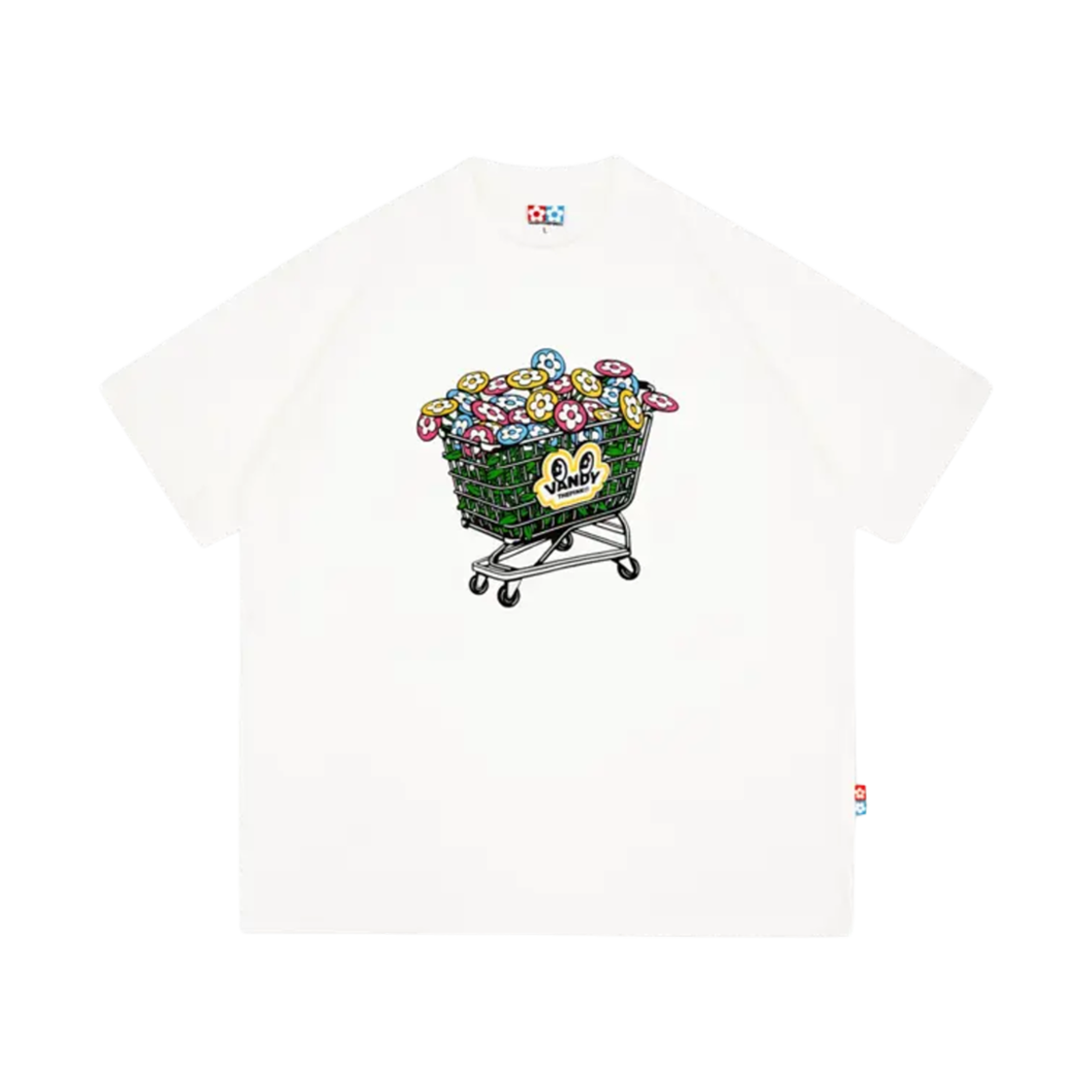반디 더 핑크 플라워 카트 티셔츠 화이트(Vandy The Pink Flower Cart T-Shirt White)