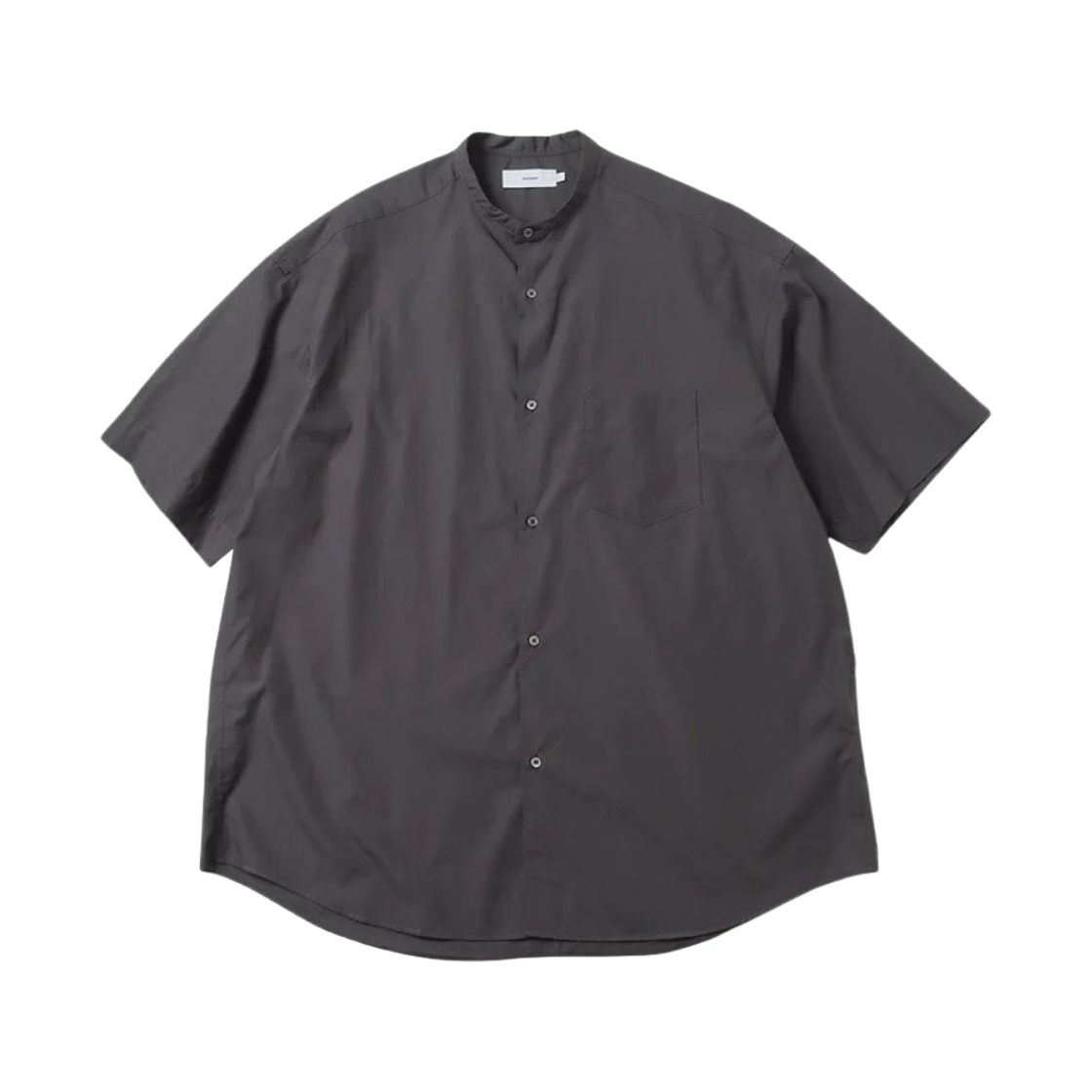 그라프페이퍼 브로드 숏슬리브 오버사이즈 밴드 칼라 셔츠 차콜 그레이(Graphpaper Broad S/S Oversized Band Collar Shirt Charcoal Gray)