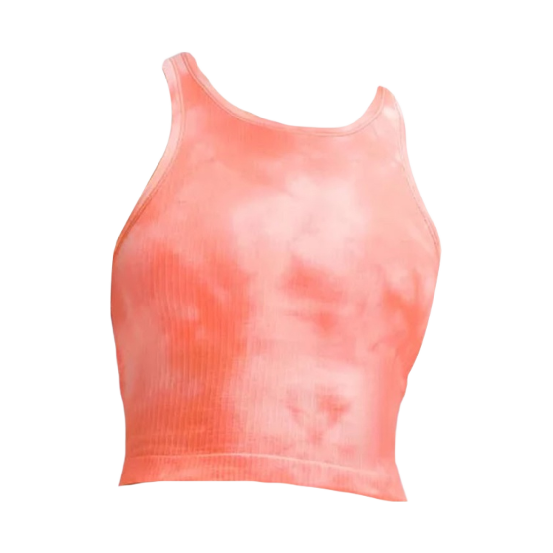 LW1DGIS (W) Lululemon Ebb to Street Cropped Racerback Tank Top Marble Dye Sunny Coral