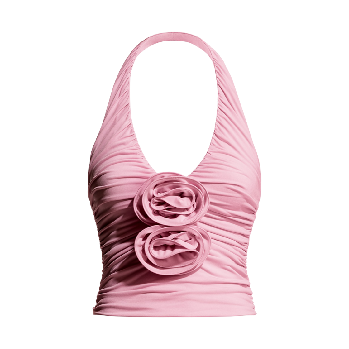 1261906001 (W) H&M x Magda Butrym Rose Applique Halterneck Top Light Pink