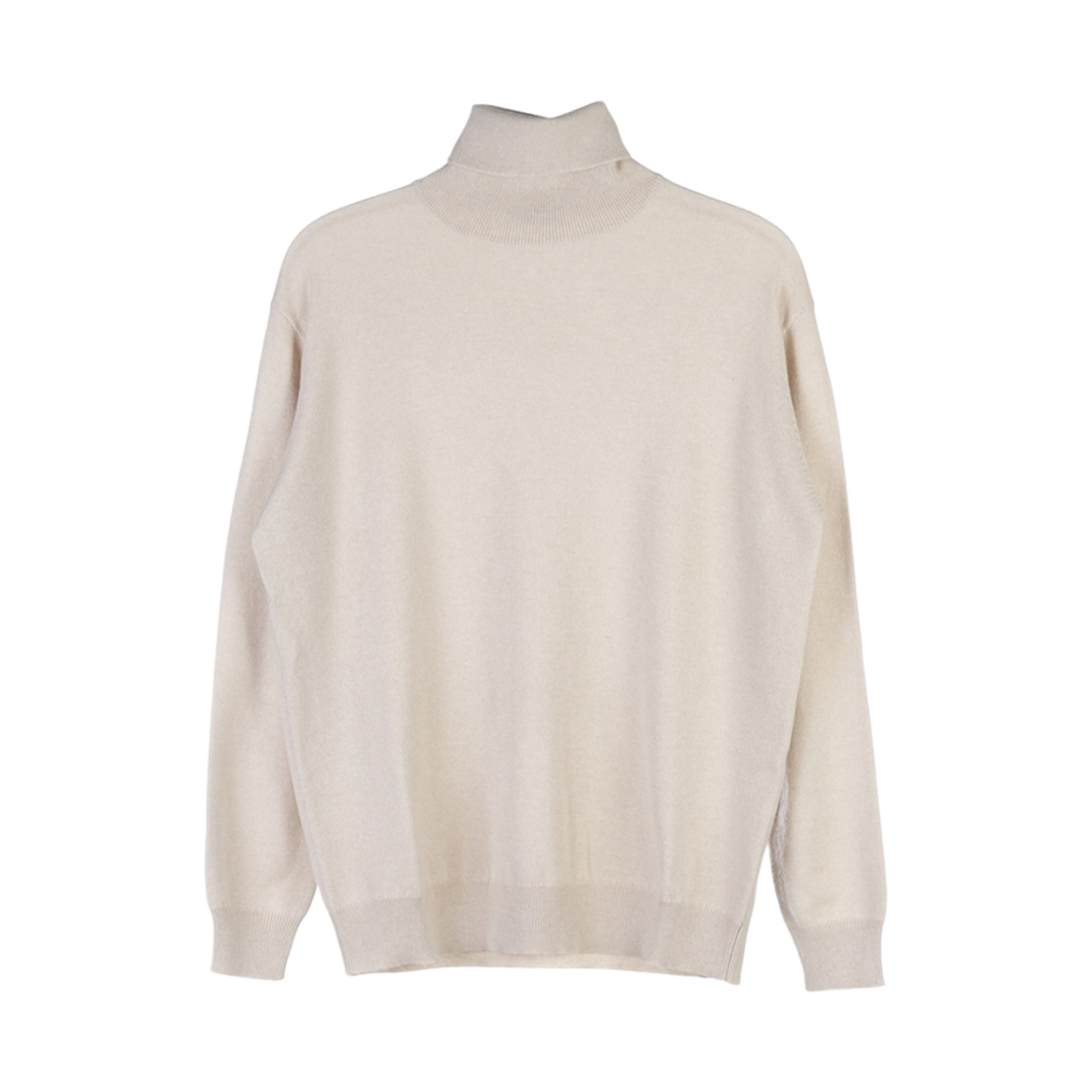 M12150103P-CN058 (W) Brunello Cucinelli Cashmere Turtleneck Sweater with Monili Beige