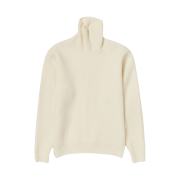 Auralee Milled French Merino Rib Knit Turtle Ivory White - 23AW