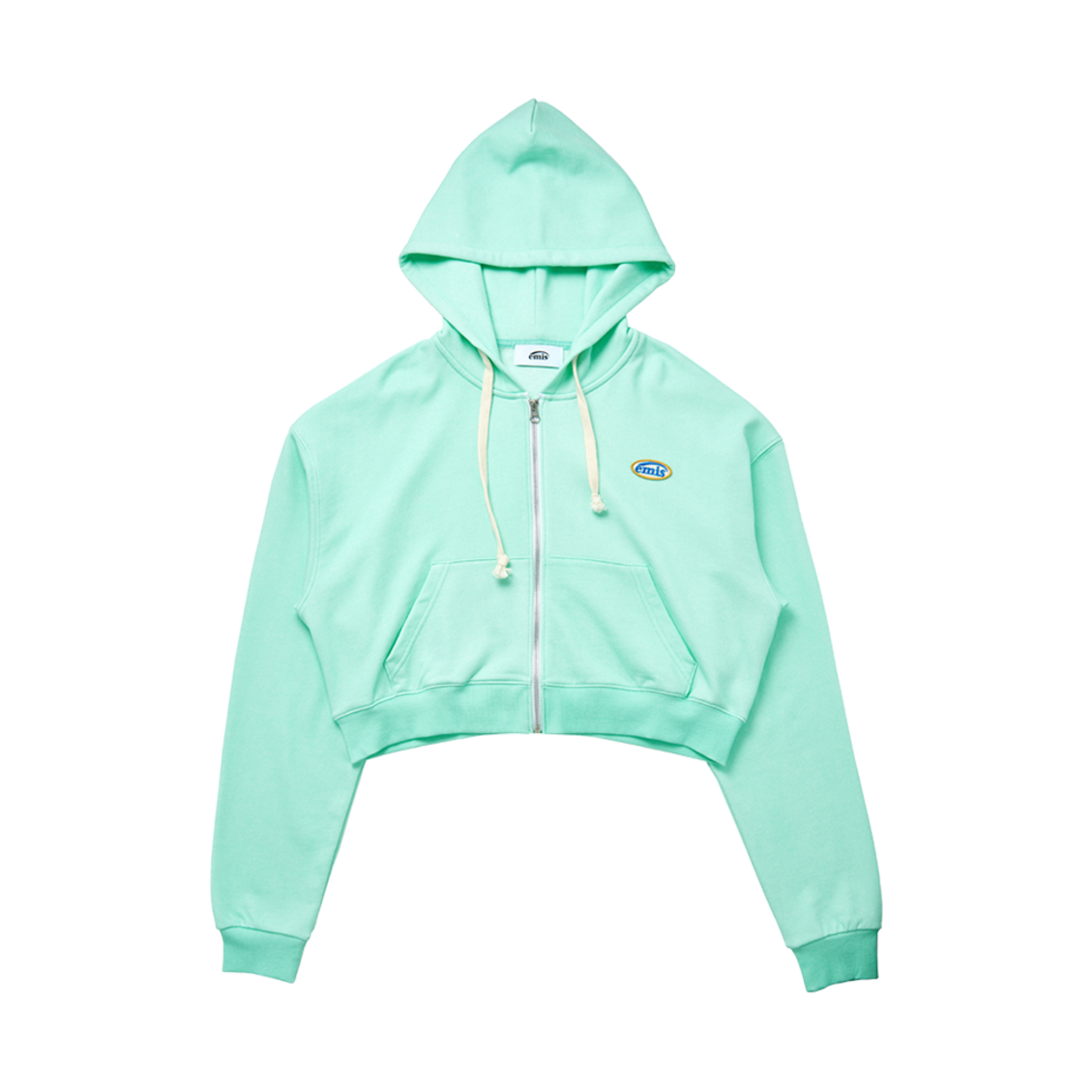 (W) 이미스 크롭 미니 와펜 집 후드 민트((W) Emis Cropped Mini Wappen Zip Hoodie Mint)