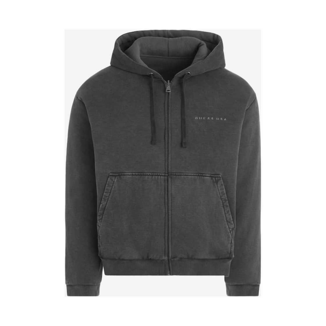 KM4DTSHGU05BK Guess USA Reversible Zip Up Hoodie Washed Out Black Multi - 24FW