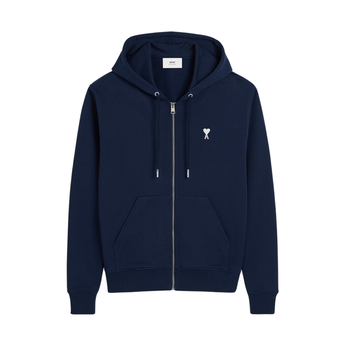 HSW460-730-430 AMI de Coeur Loopback Oragnic Cotton Fleece Zipped Hoodie Night Blue