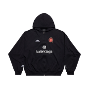 Balenciaga Soccer Series Seoul Soccer Zip-Up Medium Fit Hoodie Black
