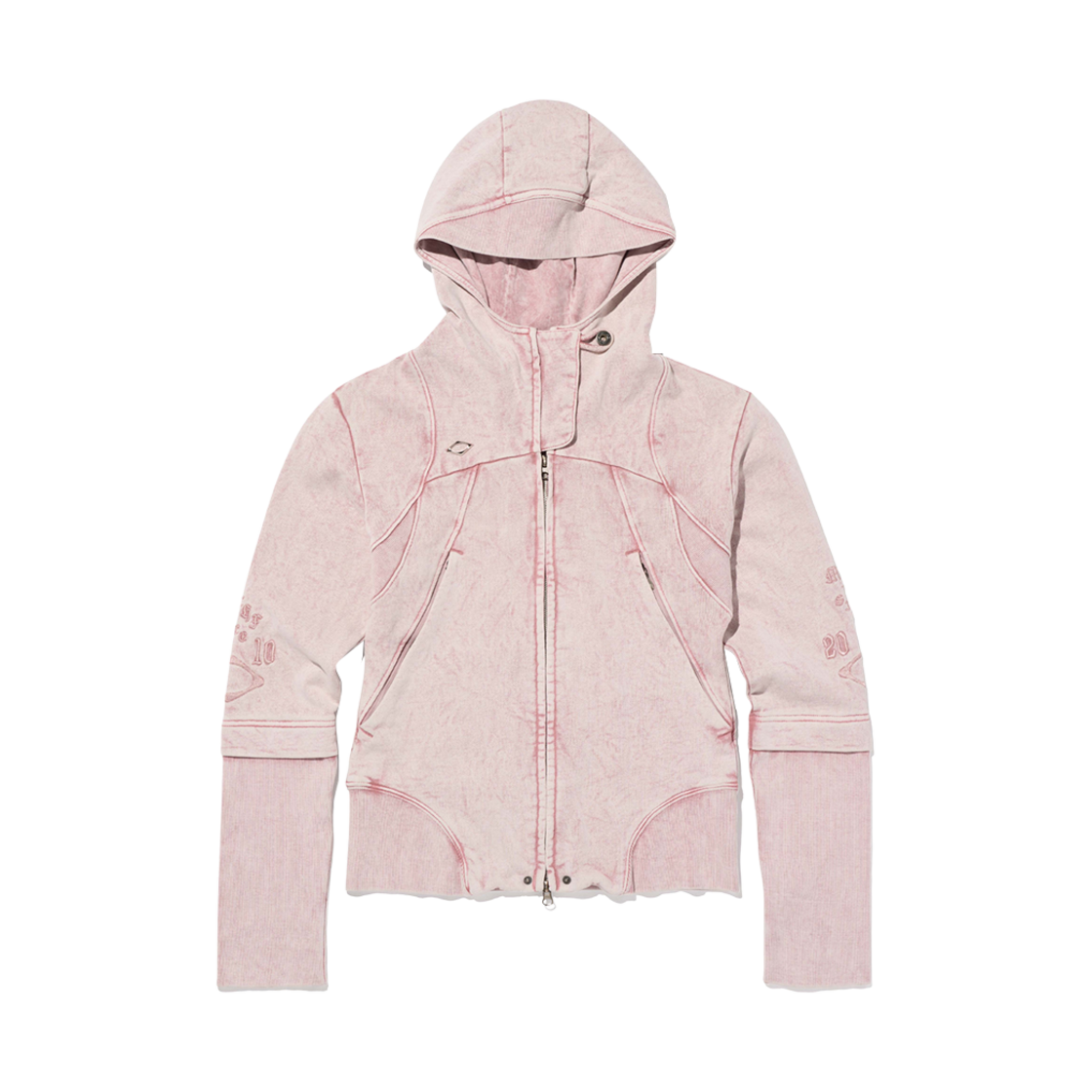 (W) 미스치프 컷 오프 후드 워시드 핑크 브라운((W) Mischief Cut Off Hoodie Washed Pink Brown)