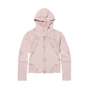 (W) Mischief Cut Off Hoodie Washed Pink Brown