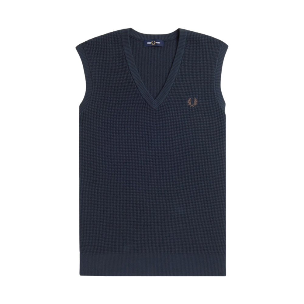AFPM2438556-608 Fred Perry Waffle Stitch Vest Navy