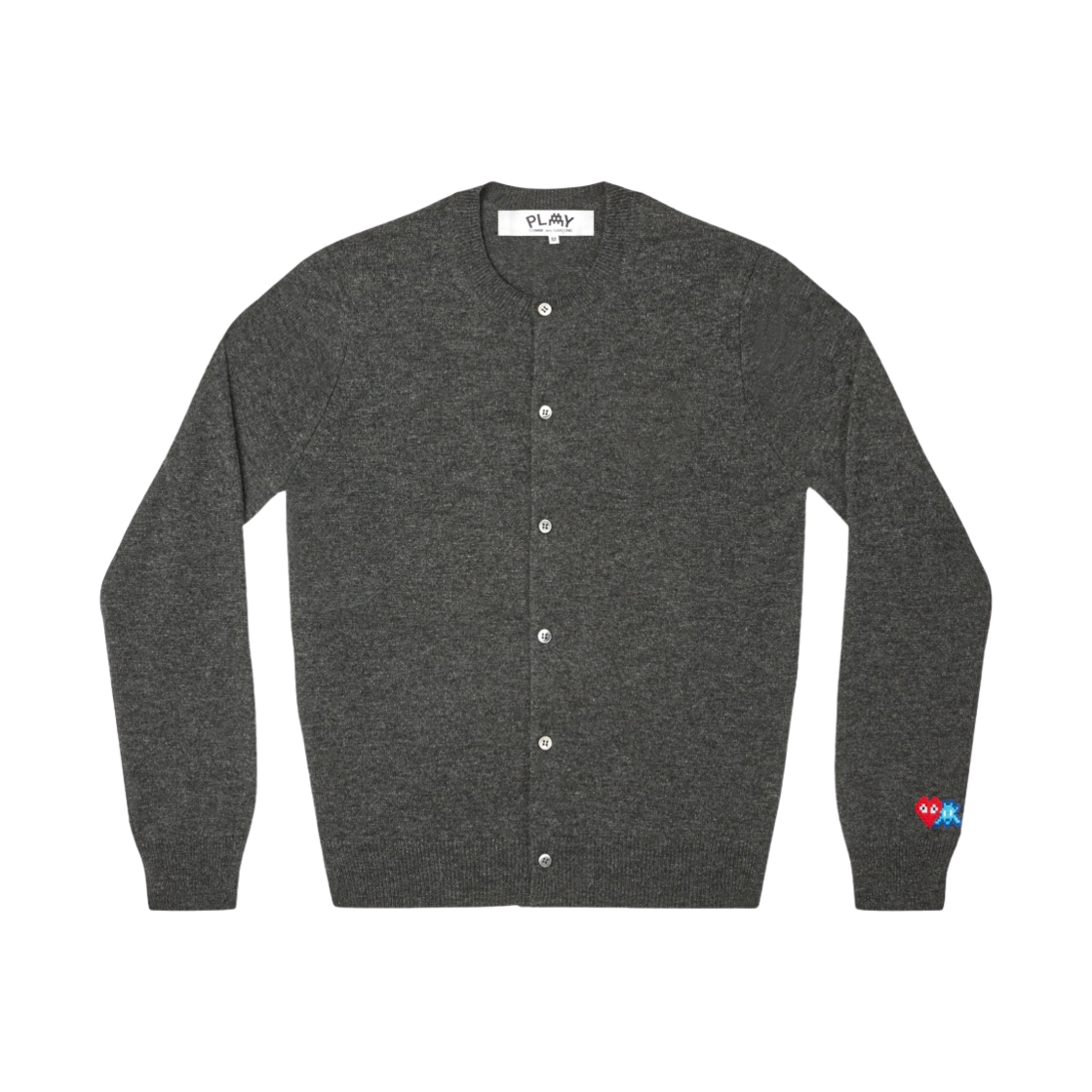 (W) 플레이 꼼데가르송 x 인베이더 니트 가디건 그레이((W) Play Comme des Garcons x Invader Knit Cardigan Grey) - 1