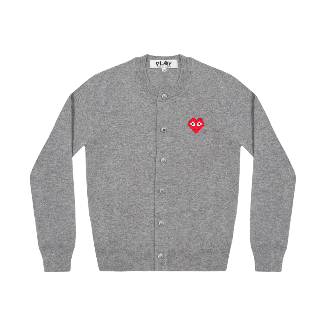 AZ-N083-051-2 (W) Play Comme des Garcons x Invader Pixel Heart Cardigan Gray