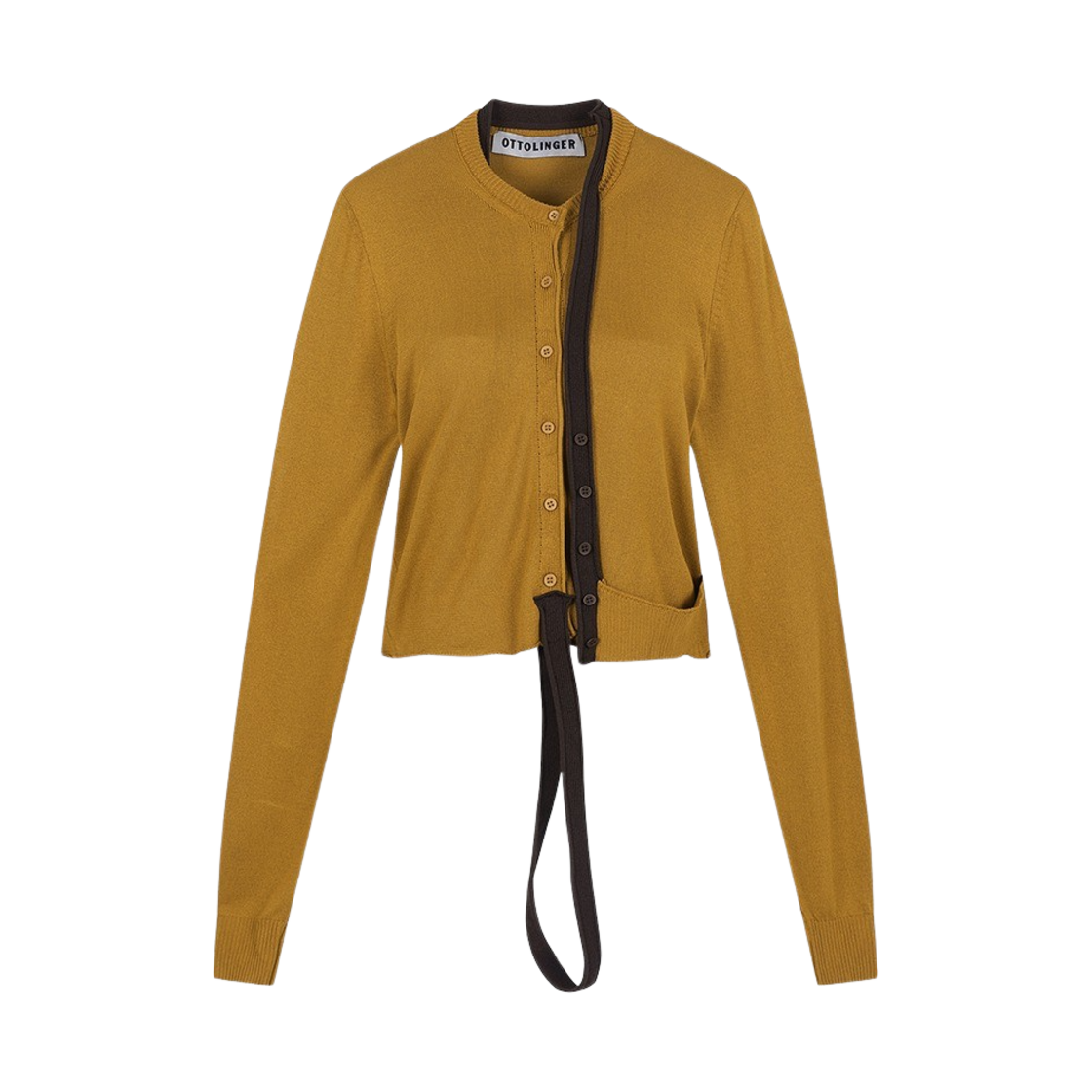 KW4BKNCOT30CM Ottolinger Women Twisted Knit Cardigan Mustard