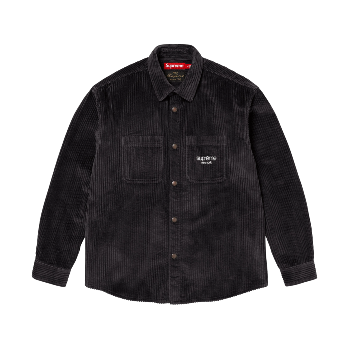 슈프림 와이드 웨일 코듀로이 스냅 셔츠 블랙 - 24FW(Supreme Wide Wale Corduroy Snap Shirt Black - 24FW)