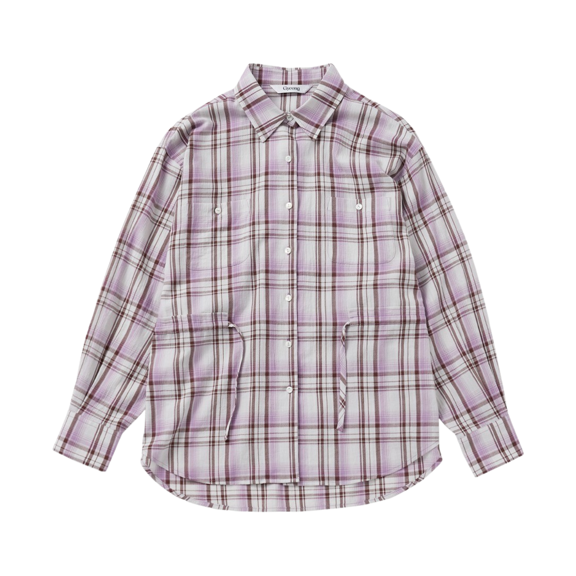 GY21ST01PK00 Gyeong Two Pocket Check Shirts Pink