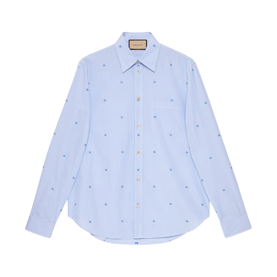 구찌 스트라이프 코튼 포플린 셔츠 라이트 블루 화이트(Gucci Striped Cotton Poplin Shirt Light Blue White) - 1