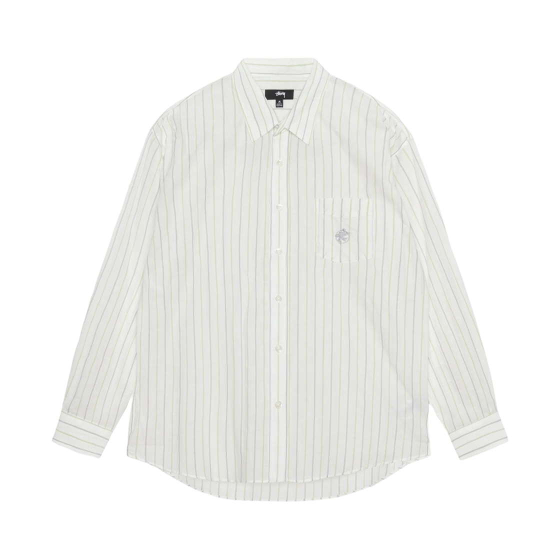 1110317 Stussy Striped Cotton Linen Classic Shirt White - 대표 이미지 #1