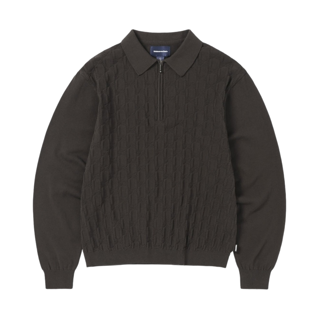 TN241KKNPK01BRN thisisneverthat Cable Knit Zip Polo Brown