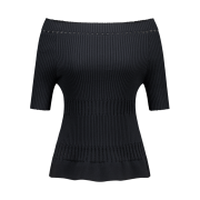 Juukiff Lace Ribbed Top In Mixed Cotton Black