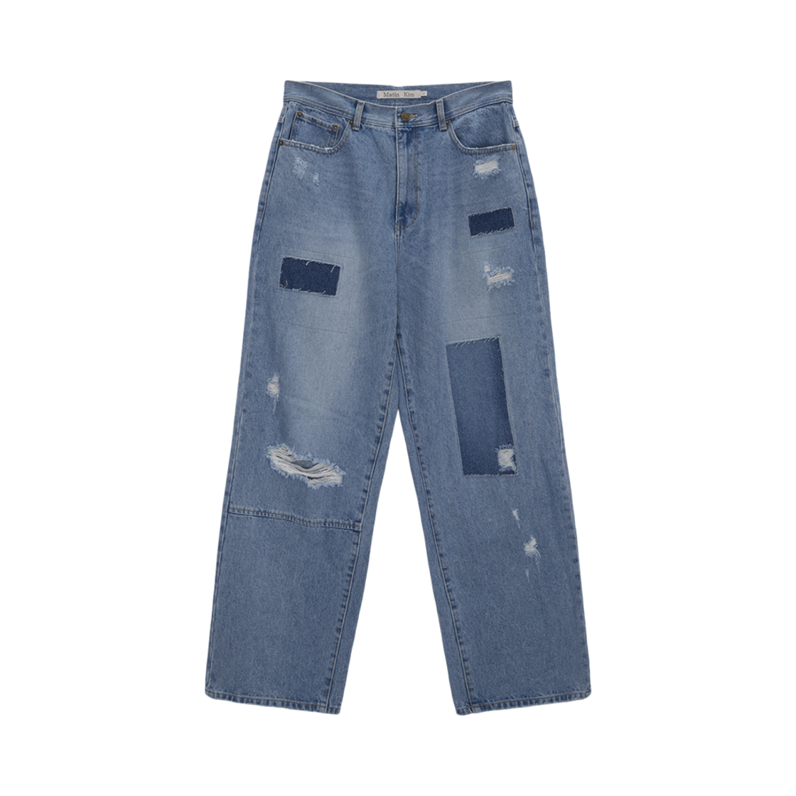 MK2434DN526HLB Matin Kim Patchwork Washed Denim Pants Light Blue