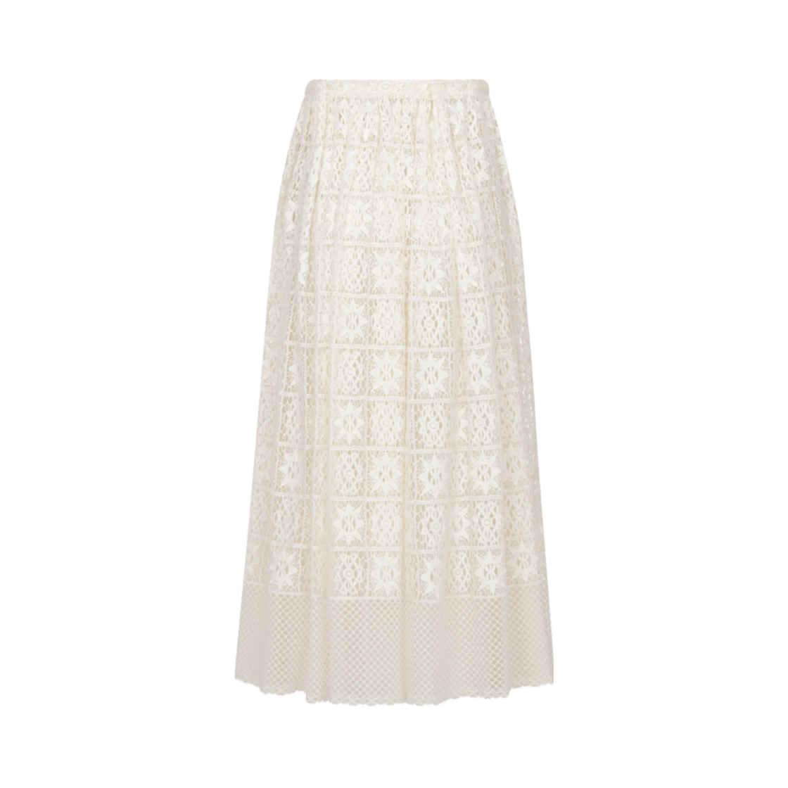 (W) 디올 플레어 미드 스커트 에크루 테크니컬 레이스 스타 모티프((W) Dior Flared Mid-Length Skirt Ecru Technical Lace Star Motif) - 1