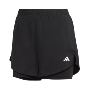 (W) Adidas Aeroready Two-In-One Shorts Black White - KR Sizing
