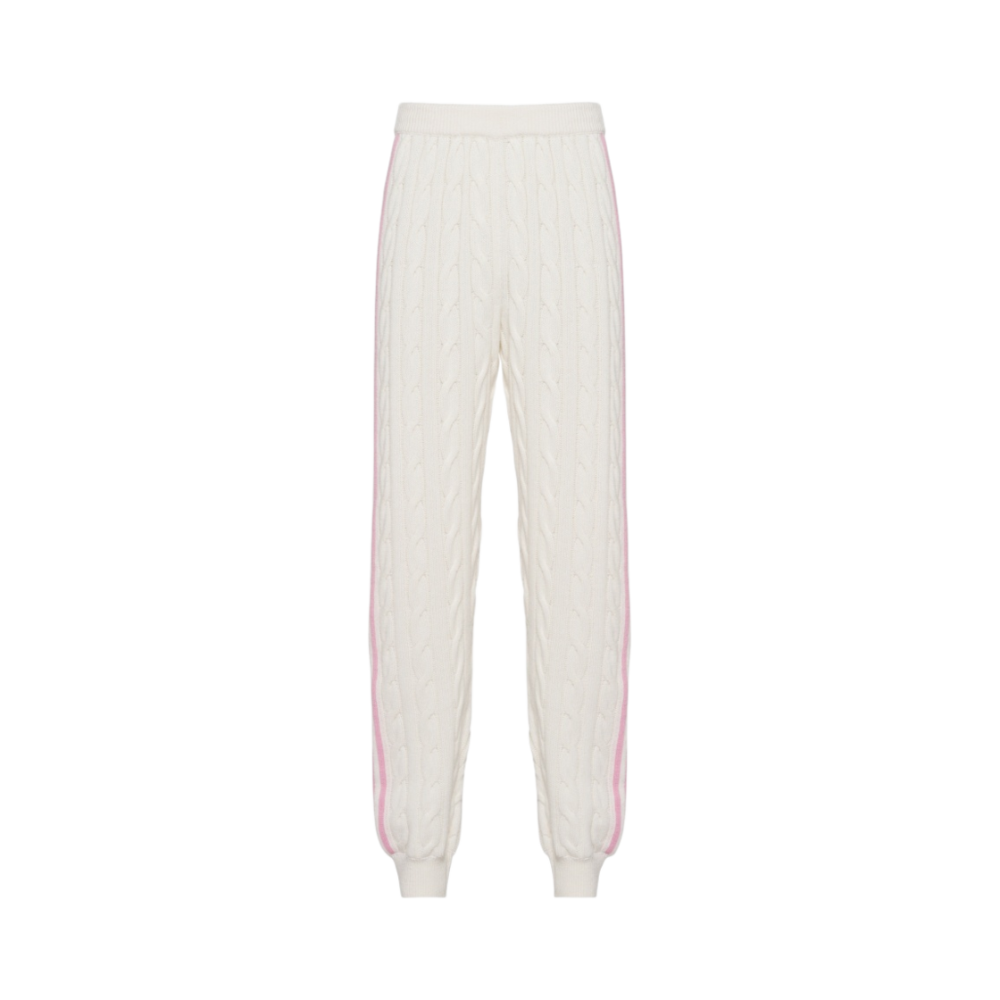 (W) 미우 미우 울 캐시미어 조거 화이트 핑크((W) Miu Miu Wool Cashmere Joggers White Pink) - 1
