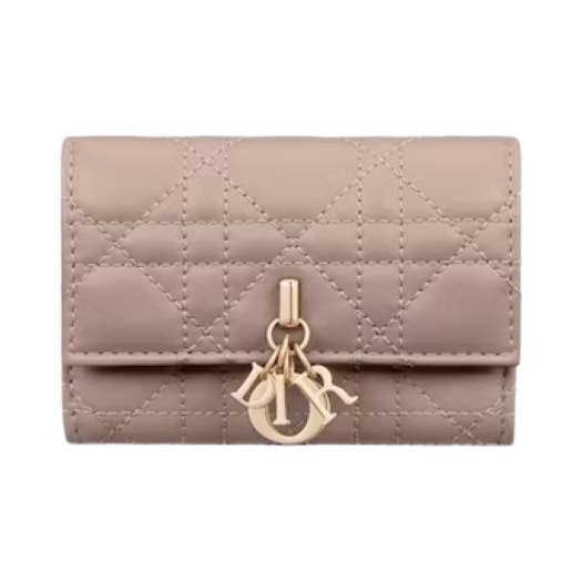 Dior Miss Dior Glycine Wallet Cannage Lambskin Warm Taupe