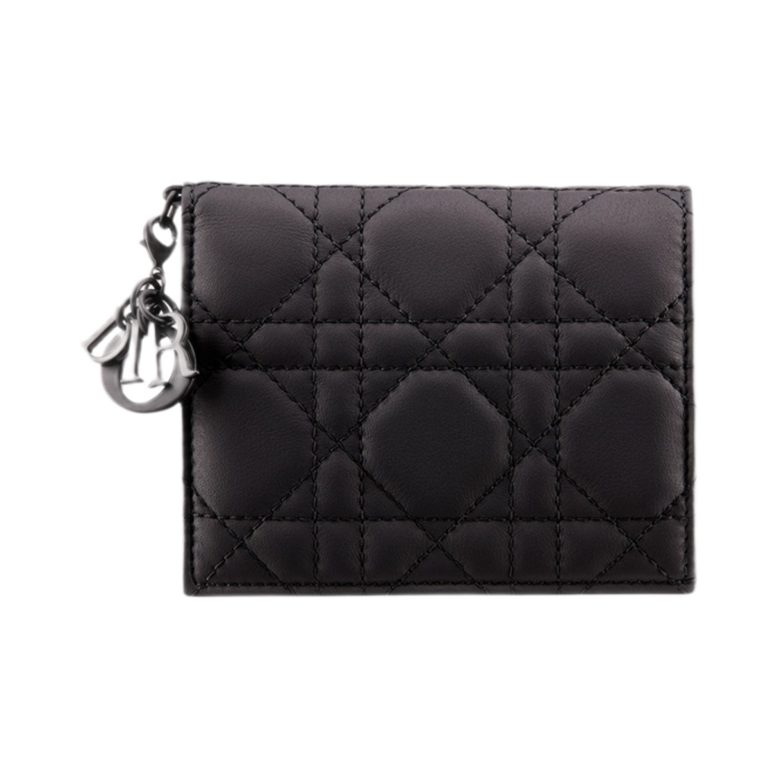 디올 라이트 레이디 지갑 블랙 매트 까나쥬 카프스킨(Dior Mini Lady Wallet Black Ultramatte Cannage Calfskin) - 1
