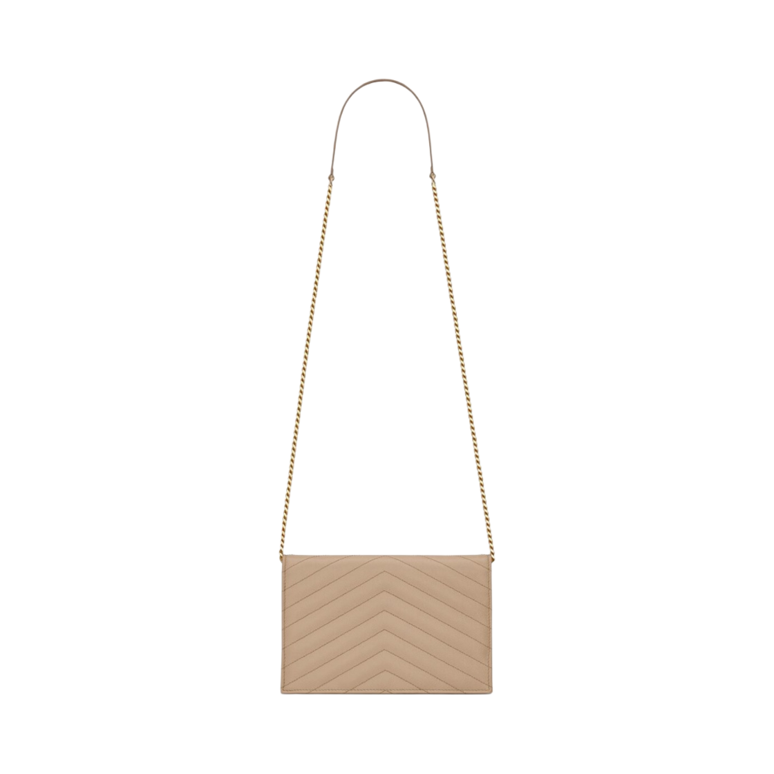 생로랑 그랑 드 뿌드르 엠보스드 레더 카산드라 마틀라세 엔벨로프 체인 지갑 다크 베이지(Saint Laurent Cassandre Matelasse Envelope Chain Wallet in Grain De Poudre Embossed Leather Dark Beige) - 3
