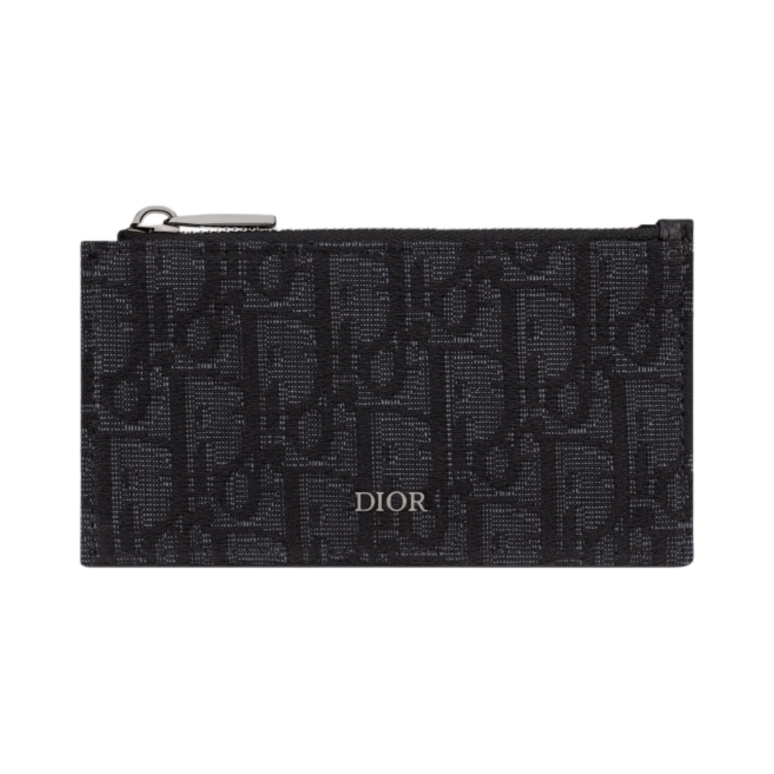 디올 지퍼 카드 홀더 그레인드 카프스킨 블랙 디올 오블리크 자카드(Dior Zipped Card Holder Grained Calfskin Black Dior Oblique Jacquard) - 1