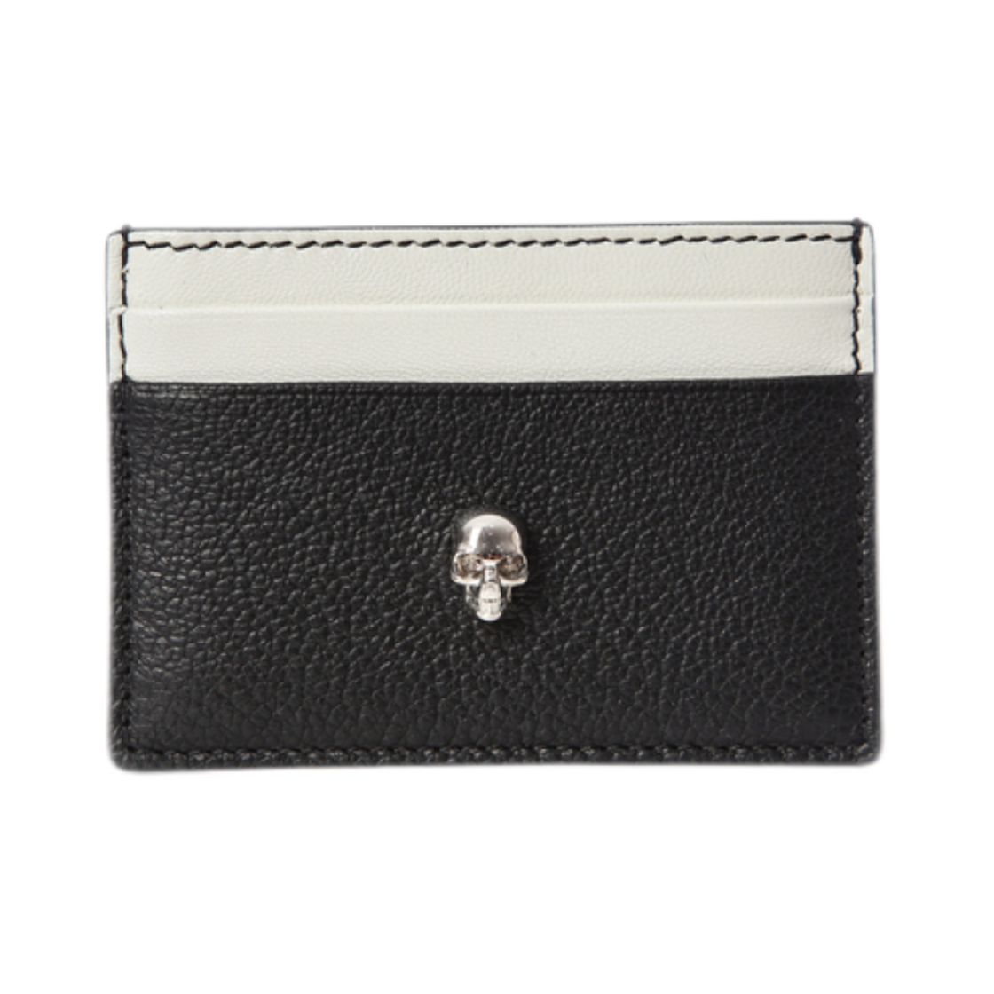 알렉산더 맥퀸 실버 스컬 투톤 카드 홀더 블랙 화이트(Alexander McQueen Silver Skull Two Tone Card Holder Black White)