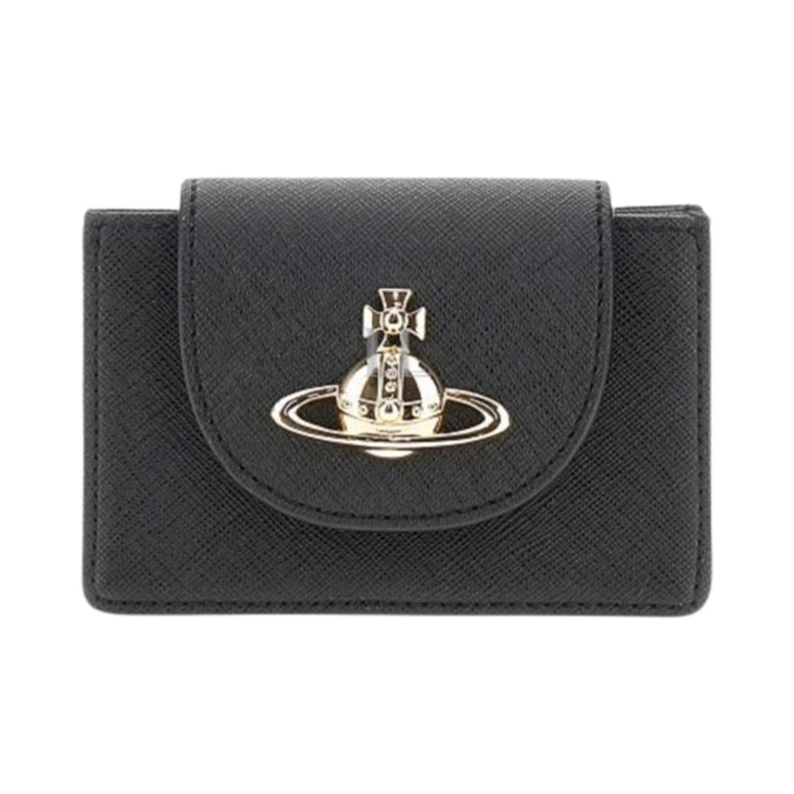 5402000AW-S0021-N402 Vivienne Westwood Saffiano Compact Card Holder Black