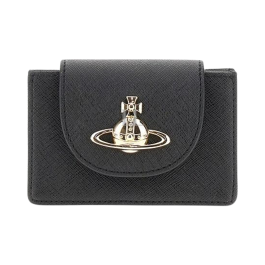 5402000AW-S0021-N402 Vivienne Westwood Saffiano Compact Card Holder Black