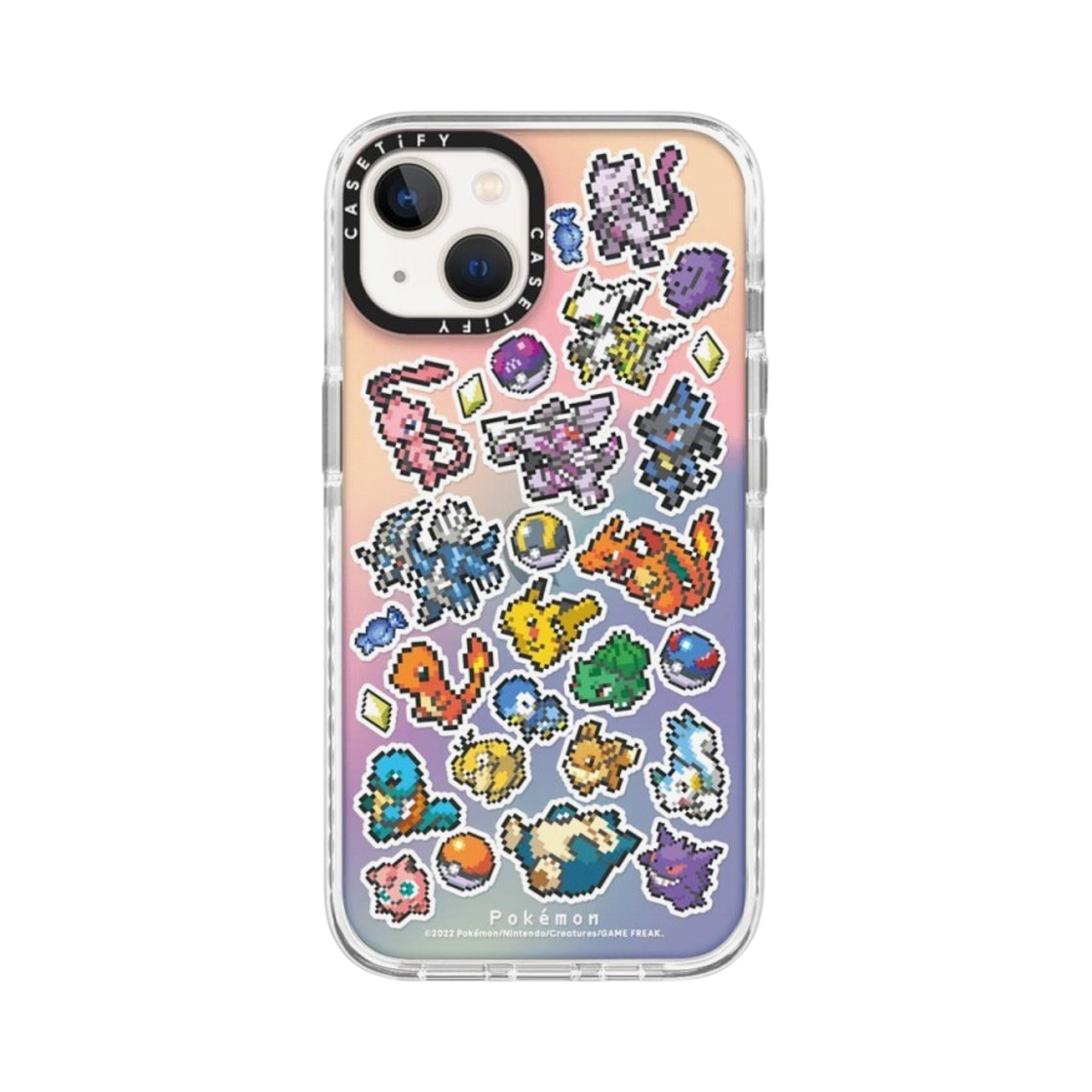 케이스티파이 x 포켓몬 픽셀 포켓몬 스티커 매니아 아이폰 임팩트 케이스 이리디센트(Casetify x Pokemon Pixel Sticker Mania iPhone Impact Case Iridescent)