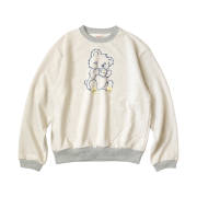 Kapital Top Fleece Crew Sweatshirt Peckish Little Bear Patch Kinari Gray