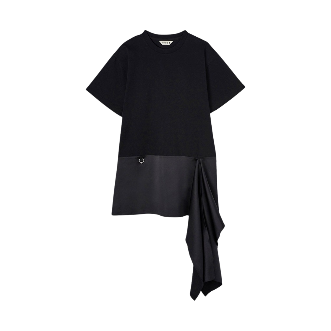 윤세 우먼 드레이프 사틴 드레스 블랙