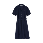 (W) Lacoste Cotton Pique Belted Polo Dress Navy