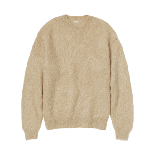 A23AP02KM Auralee Brushed Super Kid Mohair Knit P/O Beige