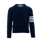 Thom Browne Shetland 4-Bar Classic Crewneck Pullover Knit Navy
